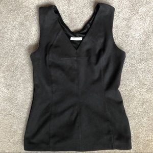 Bailey 44 faux suede black Fitted sleeveless tank top with stretch sz med